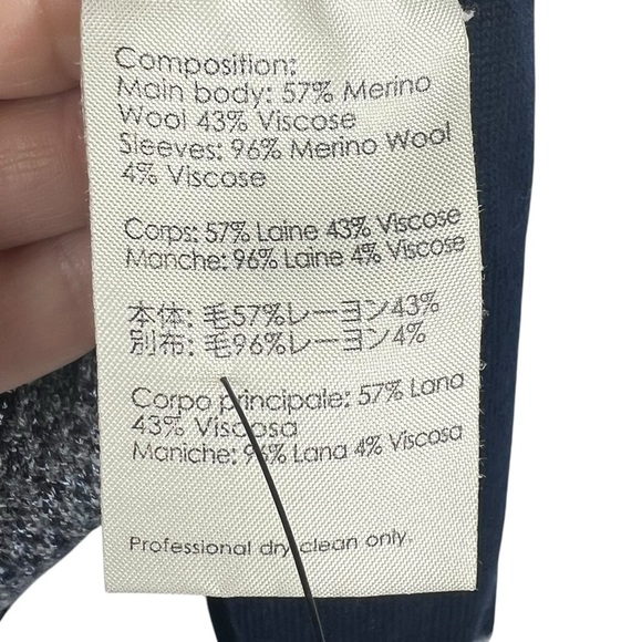 3.1 PHILLIP LIM Blue Camo Camouflage Intarsia Stripe Rib Knit Sweater Wool Small - Picture 4 of 6